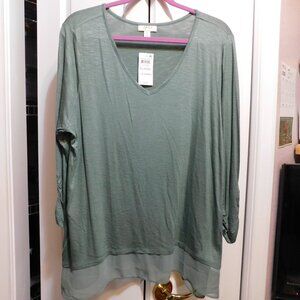 NWT Style & Co Olive Chiffon Hem Tunic Sz XL